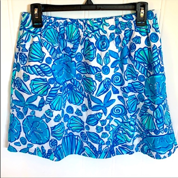 🐚Rare!!!! NWOT Lilly Pulitzer Blue Seashell Print Skirt Holy Grail 🐚 - Picture 2 of 7